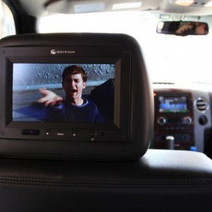 One of two head rest monitors