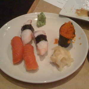 Oakland, CA Sushi.  Salmon, Octopus and Roe.