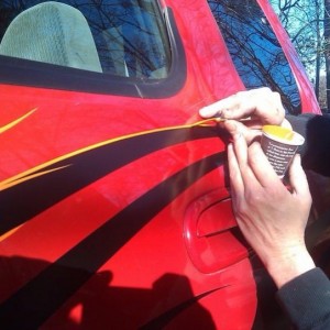Pops working his magic after i sprayed the graphics